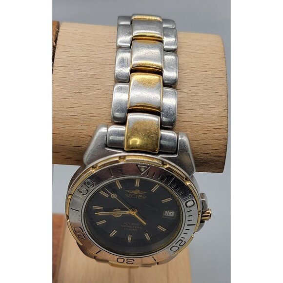 Sector Adv 4500 Mens Quartz Watch Vintage Diver 7" Two Tone Stainless Steel 38mm - Picture 4 of 15